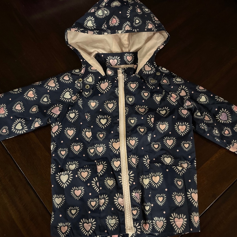 Toddler rain jacket with hearts